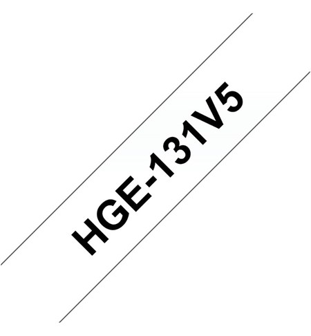 HGE-131V5 Brother Labelling Tape Cassette - Black on Clear, 12mm x 8m
